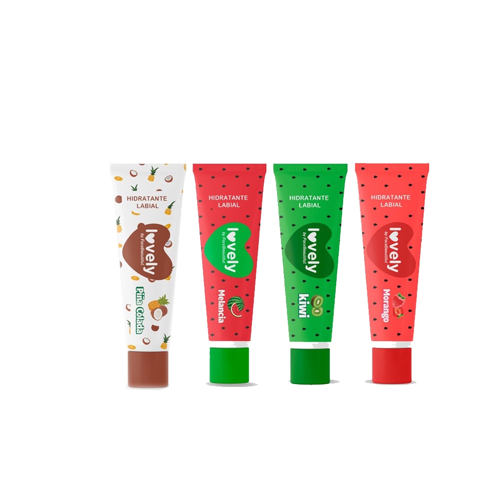 Kit Hidratantes Labial Sabor de Frutas Tropicais Vitamina E Lovely Face Beautiful 10g