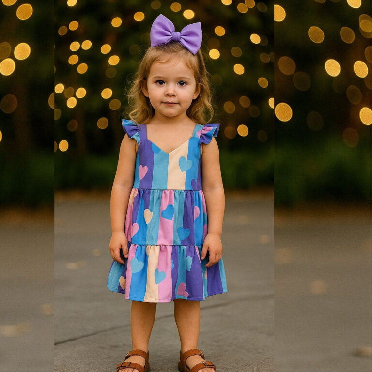 Vestido Menina Coração cor Pasteis Luxo