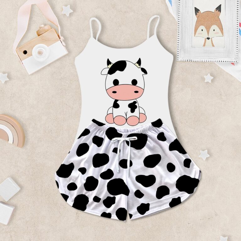 Pijama Feminino Infantil Baby Doll Estampa Vaca Pr