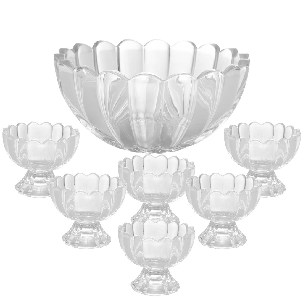 Conjunto 7 Peças Bowl com 6 Taças Wolff de Vidro Para Sobremesa