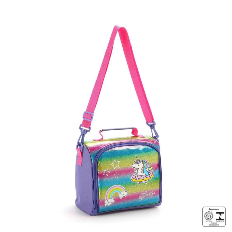 Lancheira Térmica Escolar Arco-Iris e Unicórnio 