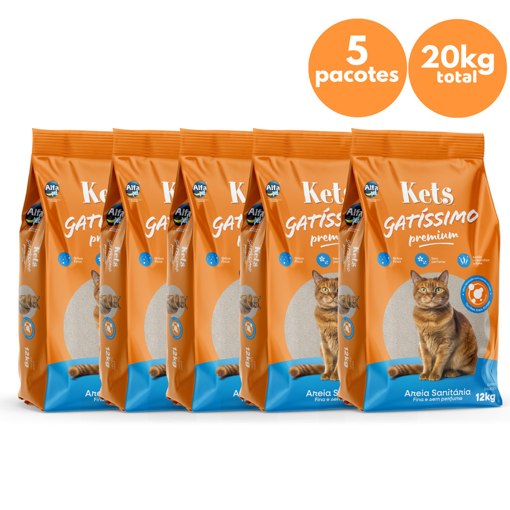 Kit Atacado Areia Sanitária 20kg l 12kg l 8kg Premium Kets Gatissimo para Gatos