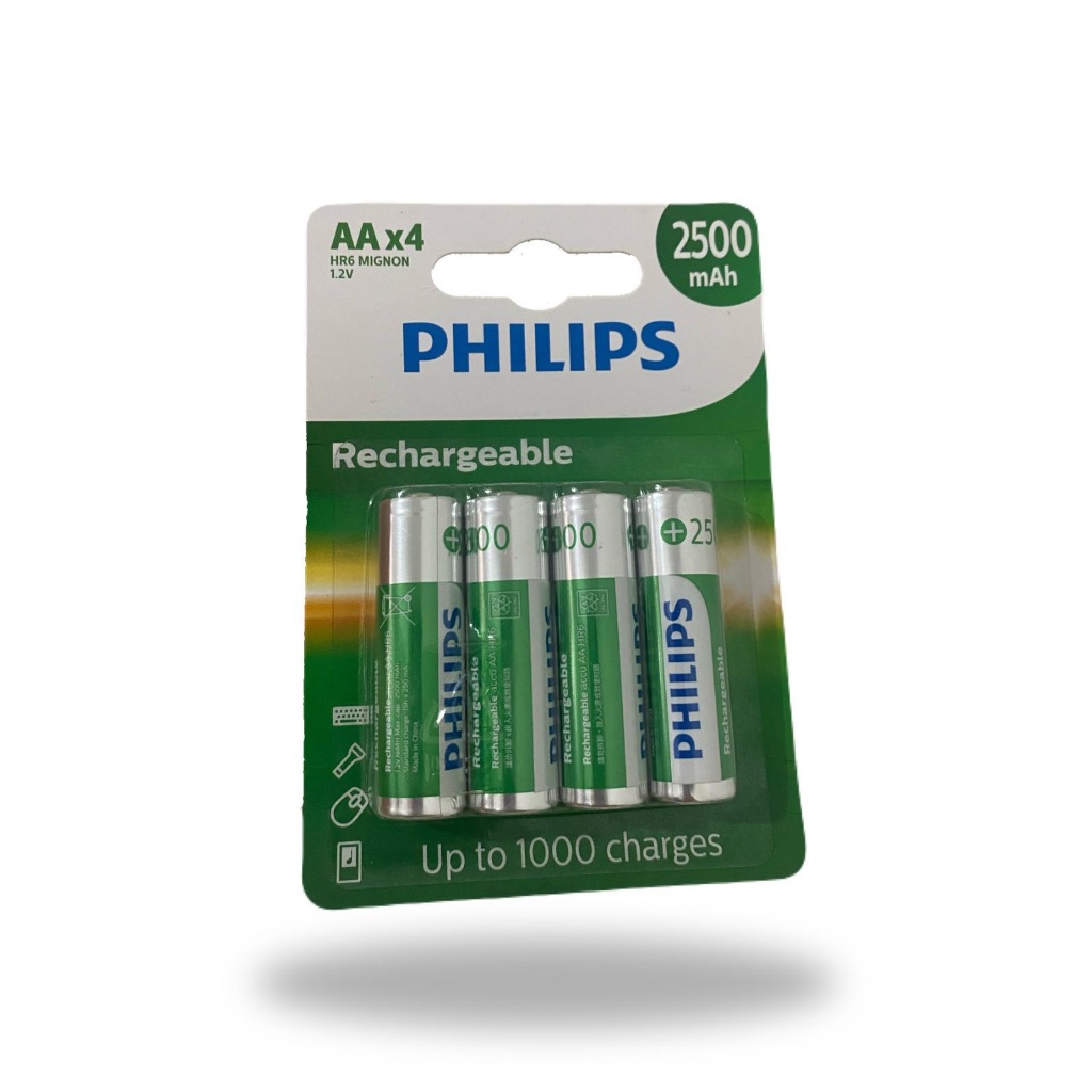 Pilha Recarregável Philips Cartela C/4 unidades Pilhas AA 2500 Mah