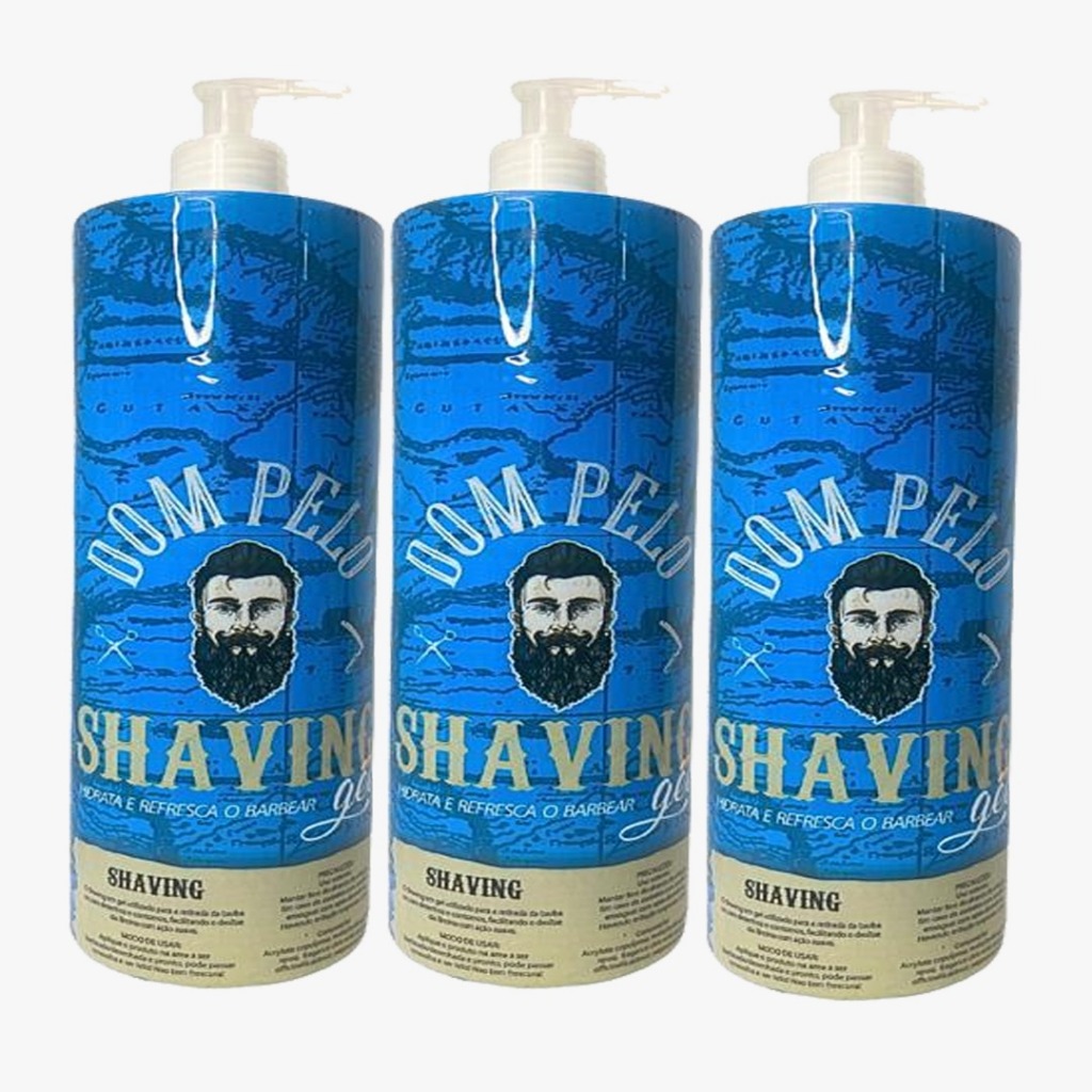 Kit 3x Shaving Gel PURO FIO 1kg Profissional – Barba Suave Sem Irritações – Envio Imediato