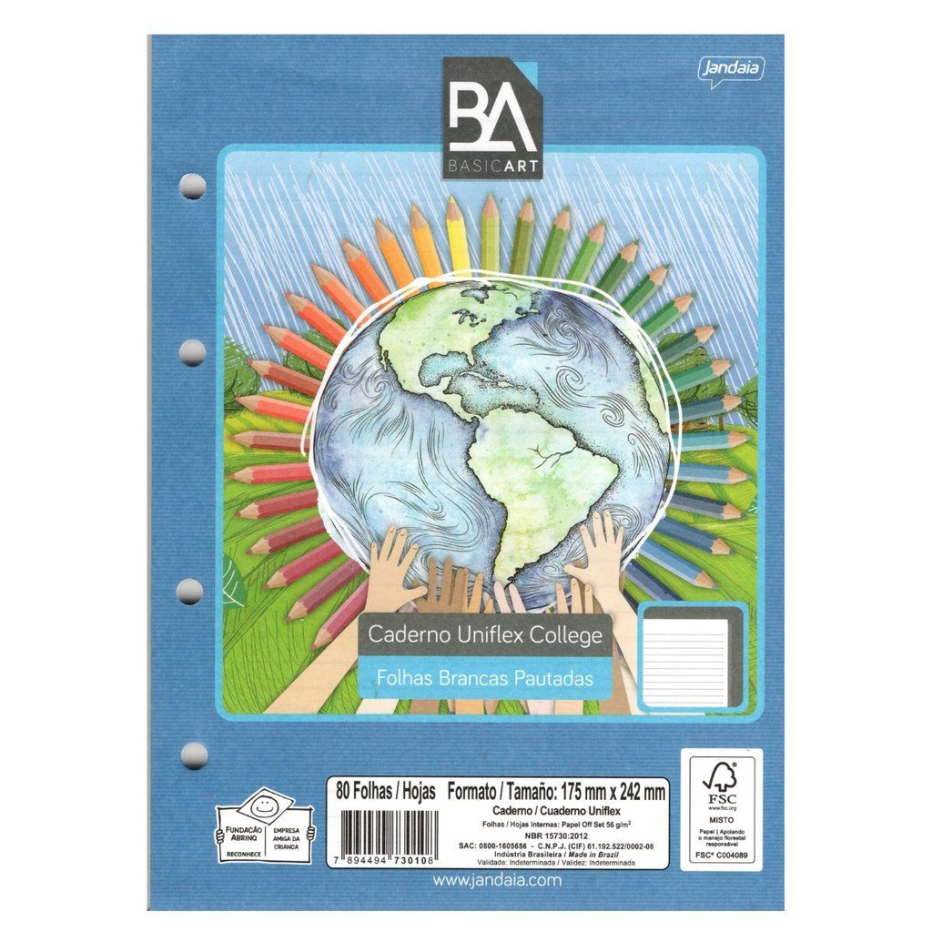 Kit com 01, 02 e 05UN Refil Para Caderno Argolado Colegial 80 Folhas 56g/m² – JANDAIA