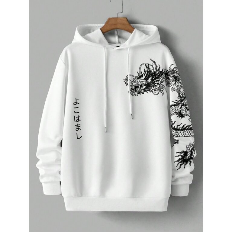 Moletom Com Capuz Estampa De Dragão Japonês Stre