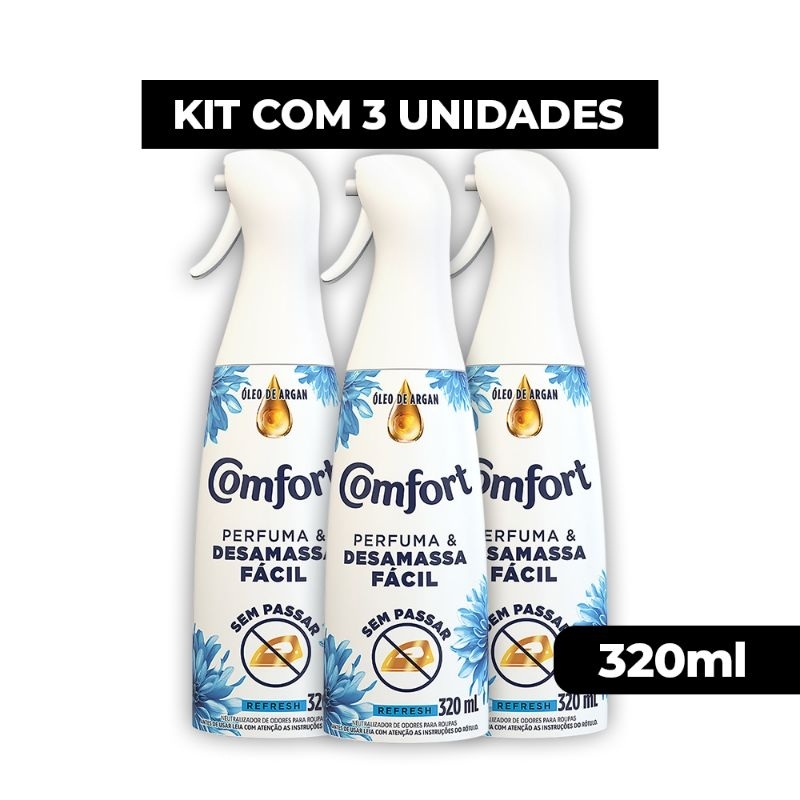 Comfort Refresh Spray Revitalizador Para Roupas Desamassa Fácil 320g Neutralizador de Odores Kit com