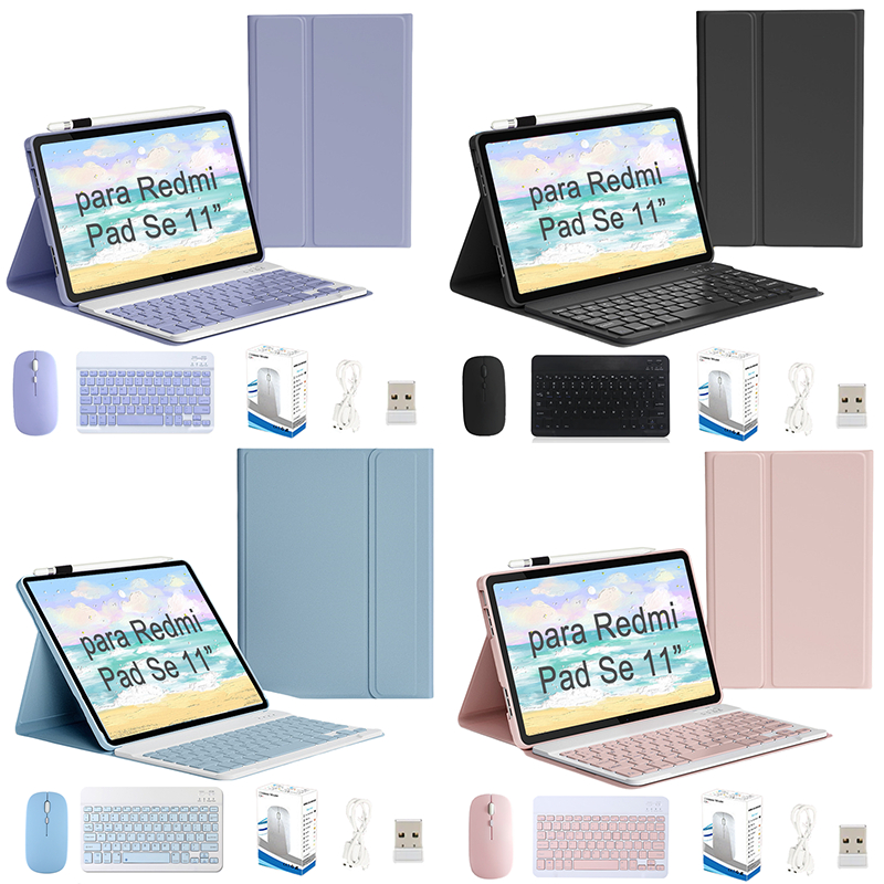 Capa Para Tablet Xiaomi Redmi Pad Se (11) / Redmi Pad 2 Com Teclado Bluetooth Abnt2 (Com Tecla Ç) E