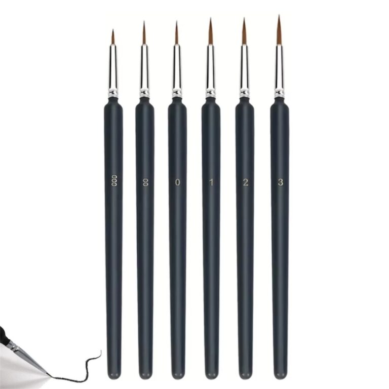 Kit 6 Pinceis Traços Finos Pintura Em Tela Aquare