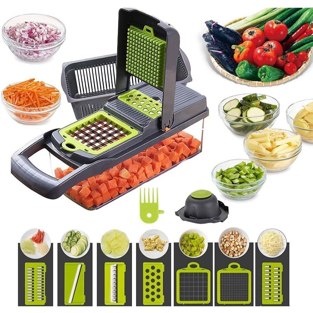 Fatiador de Legumes 16 em 1 Cortador Ralador Picador Multifuncional Cozinha com Lâminas Inox