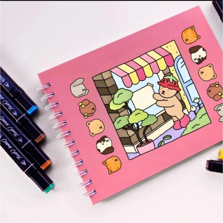 Kit Livro De Colorir  Capa Dura 50 Páginas + Kit 