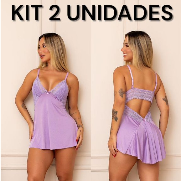 Kit 2 Camisola Sexy Renda | Costa Nua | Pijama Sen