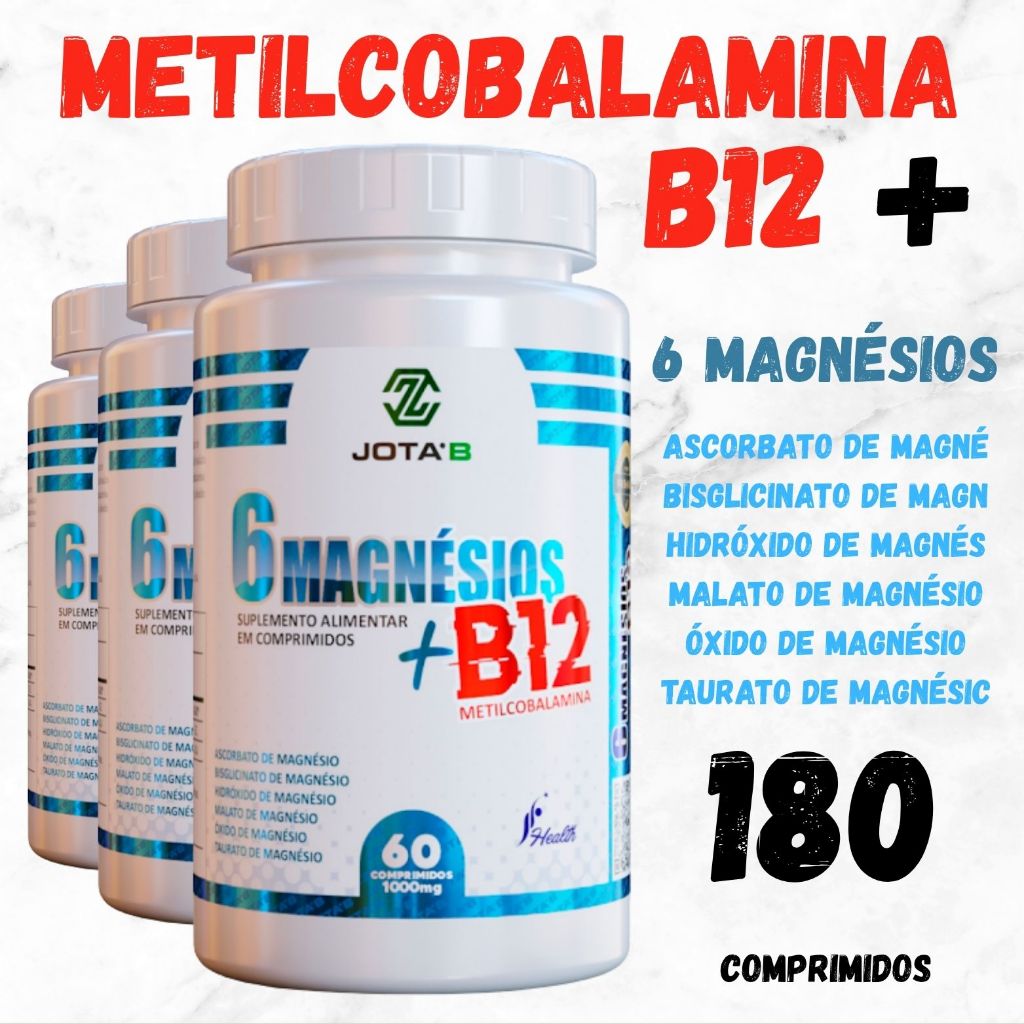 OS 6 MAGNÉSIOS + B12 METILCOBALAMINA  AGORA EM 1 SÓ POTE | 120 CÁPSULAS 5OOmg O MAIS COMPLETO