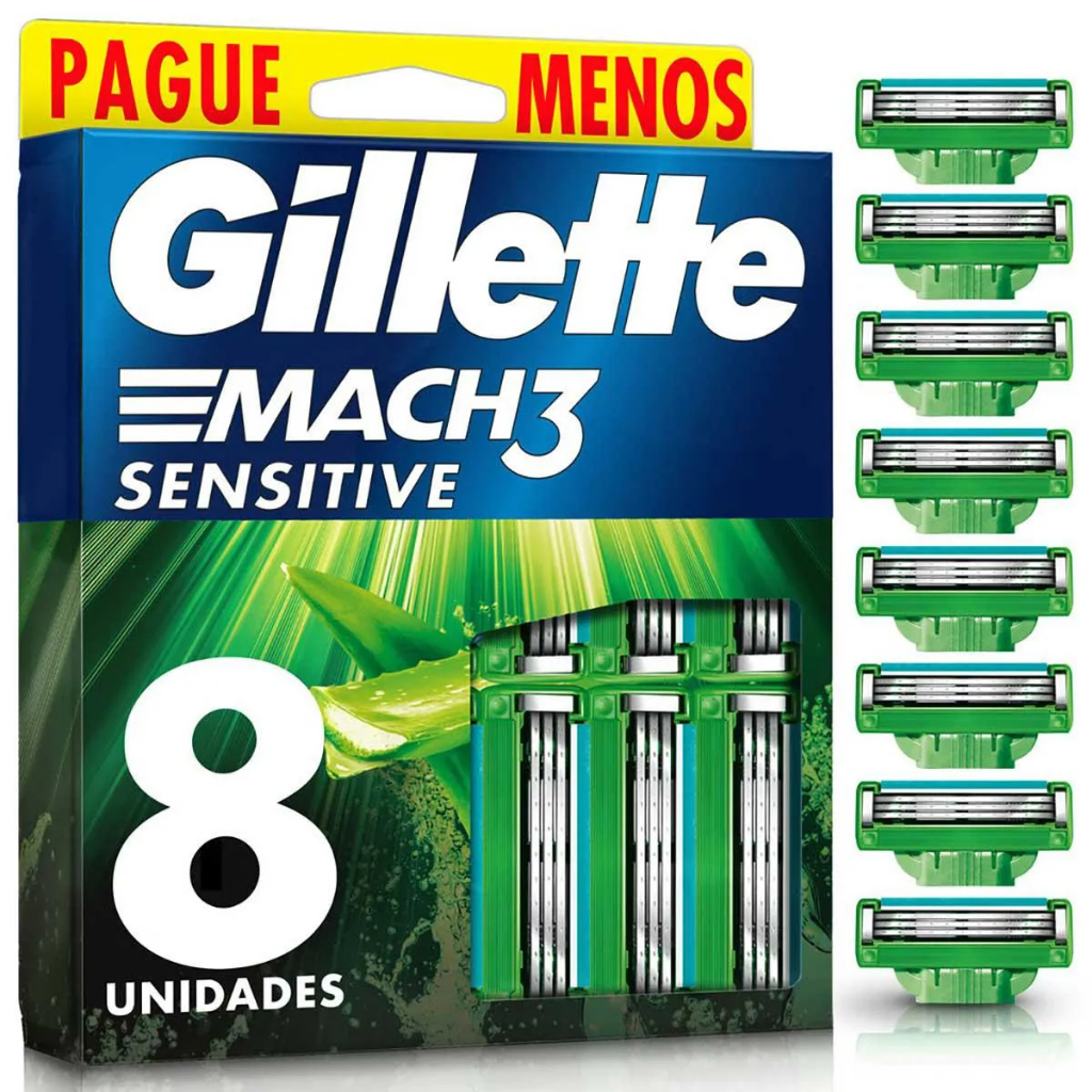 Carga Para Aparelho De Barbear Gillette Mach3 8 Unidades