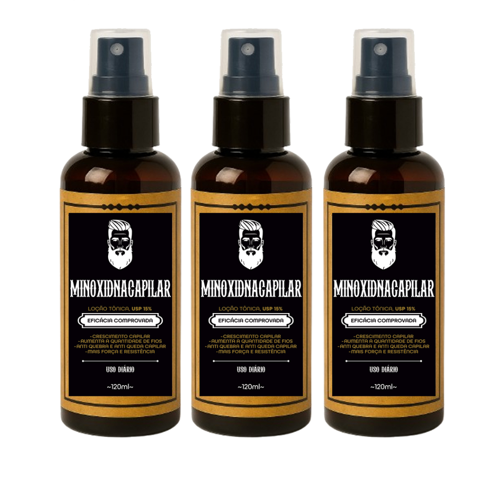 Kit 3x Tonico Pro Barba 120ml Serum para Crescimento de Cabelo Barba e Sobrancelha Crescimento Rápid