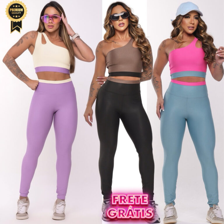 Conjunto Fitness Roupa de Academia Feminina Top e 