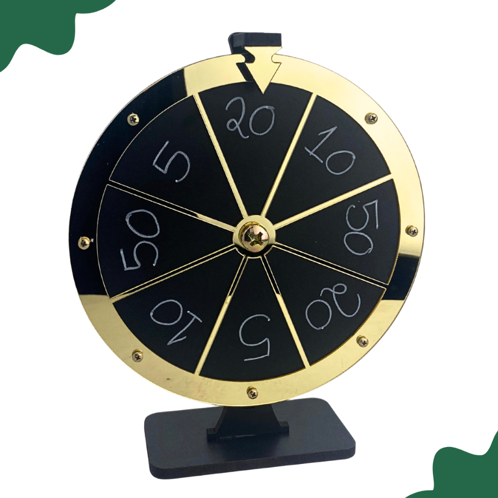 Roleta Jogos Sorte Sorteios Mdf Preto Acrílico Dourado – LANÇAMENTO