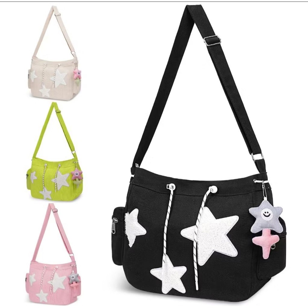 Bolsas femininas de grande capacidade, sacolas de veludo estrela, bolsas transversais da moda para e