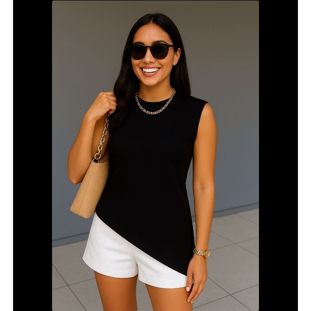 Blusa Muscle Tee Assimétrica  100% Algodão – Promoção