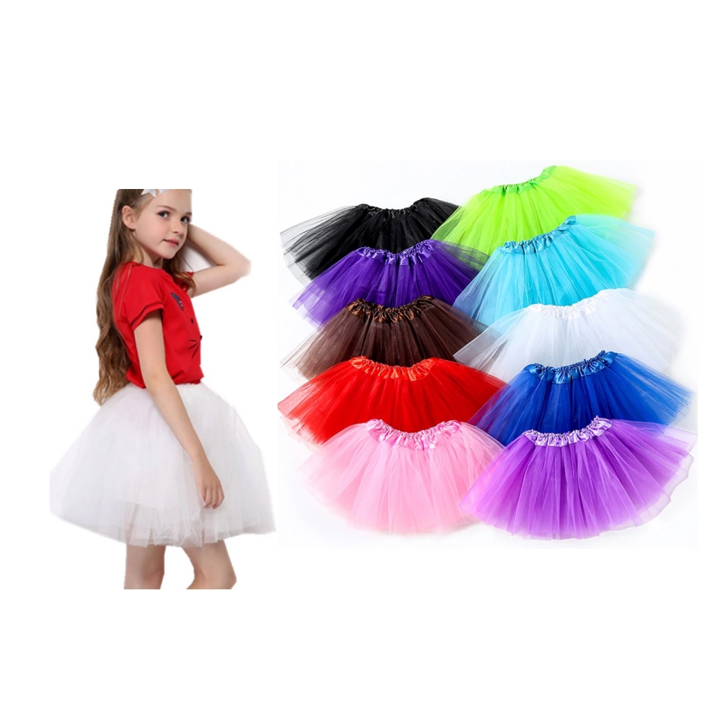 Saia de tule led infantil colorido lisa de Carnaval Halloween 30cm para infantil 40cm para adulto