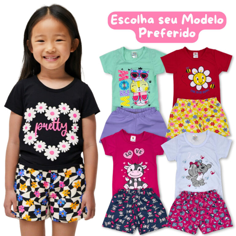 Conjunto Roupa Infantil Menina Verão Coleção Es