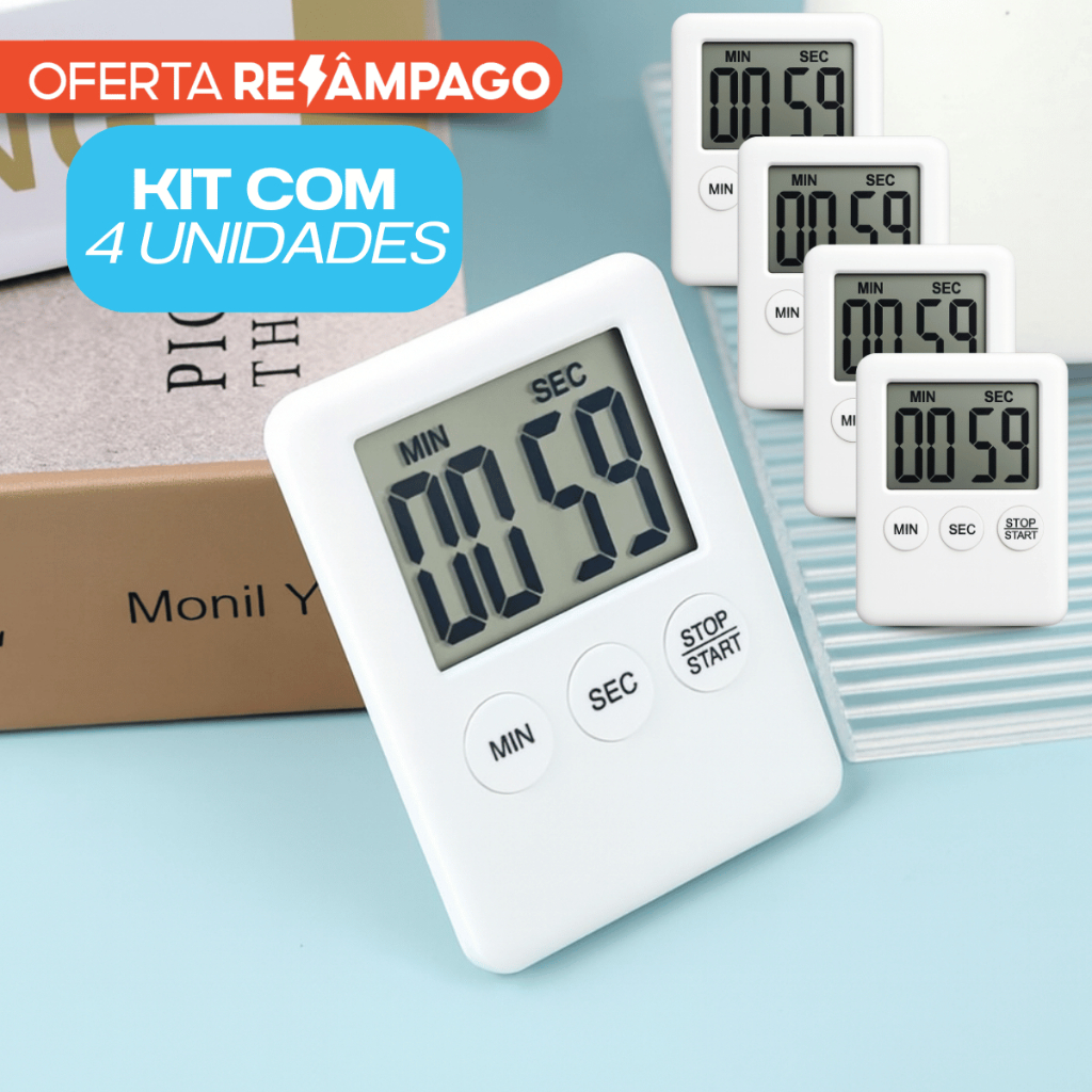 Temporizador Digital Magnético Alarme Sonoro Cronômetro Cozinha Estudo