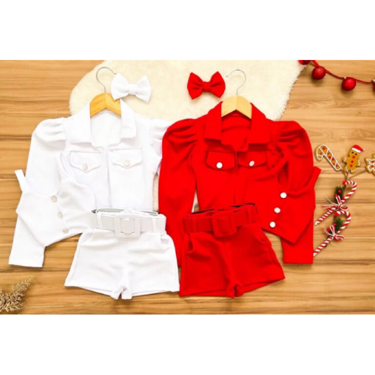 conjunto infantil estiloso festas 3pecas blazer/cr