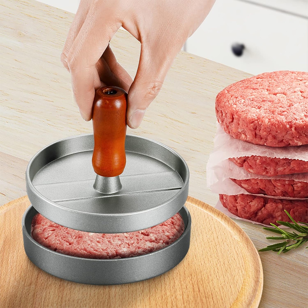 Forma Modeladora de Hambúrguer Molde Prensa Carne 3 em 1 Divisória Rigideira Antiaderente Fazer Hamb