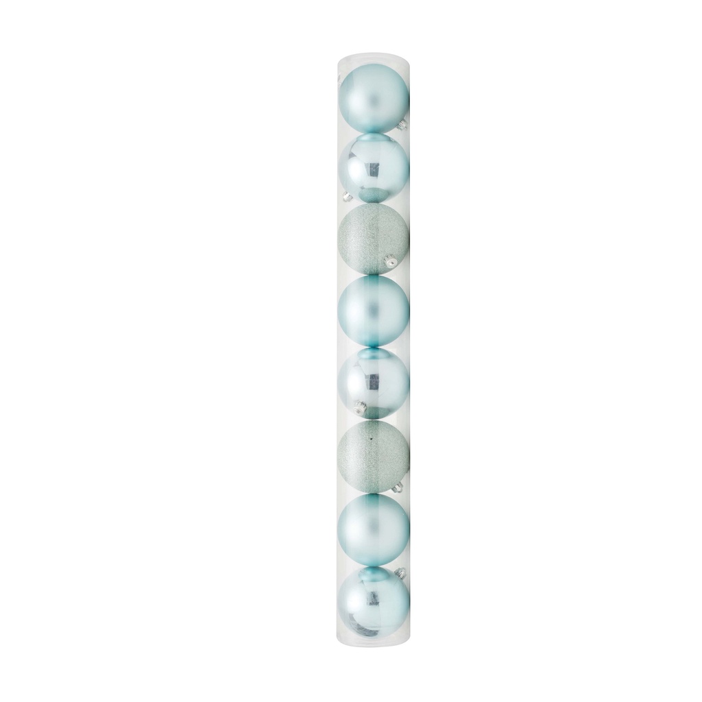 Bolas em Tubo Mint 8cm – 08 unidades – Cromus Natal – Rizzo Embalagens