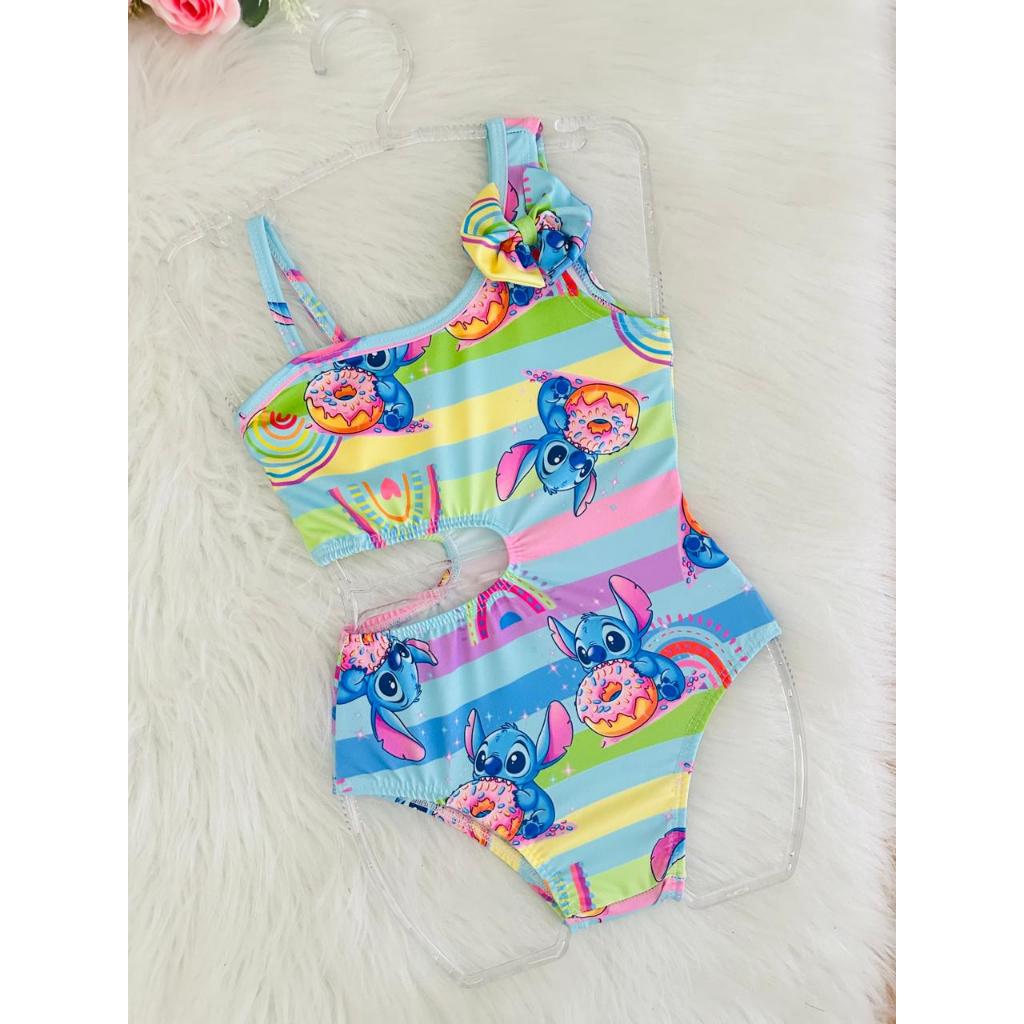 Maiô infantil Menina Flamingo  Sereia Arco Iris Melancia Praia Piscina