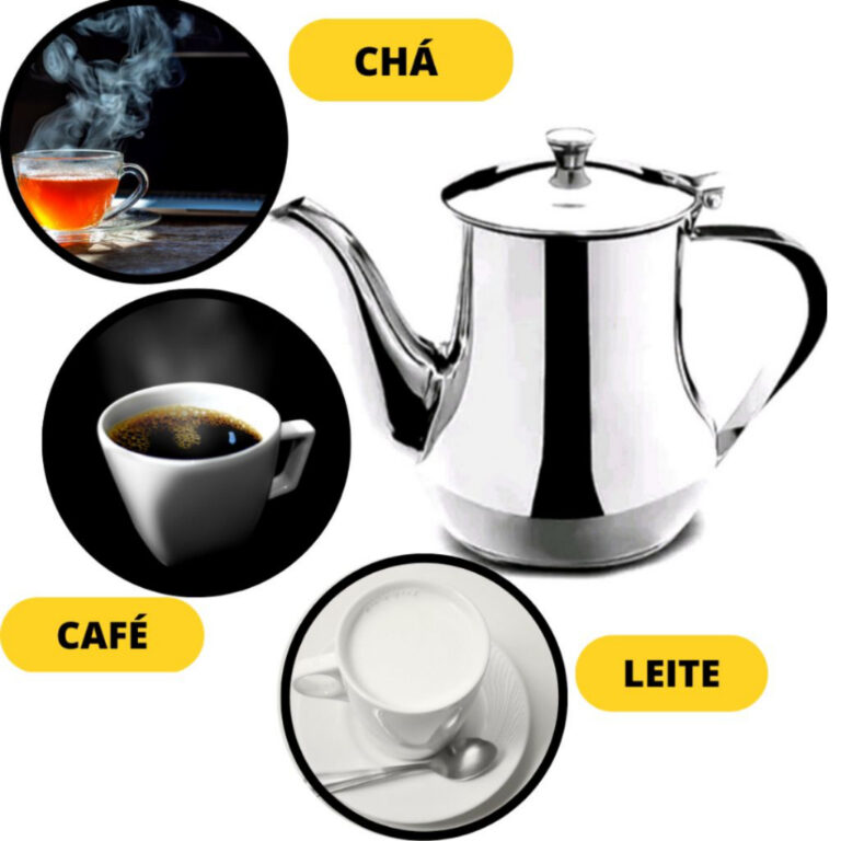 Bule De Inox Para Café Chá Leite Elegante Com Al