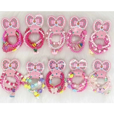 Kit 24 pulseiras lindas infantis de miçanga