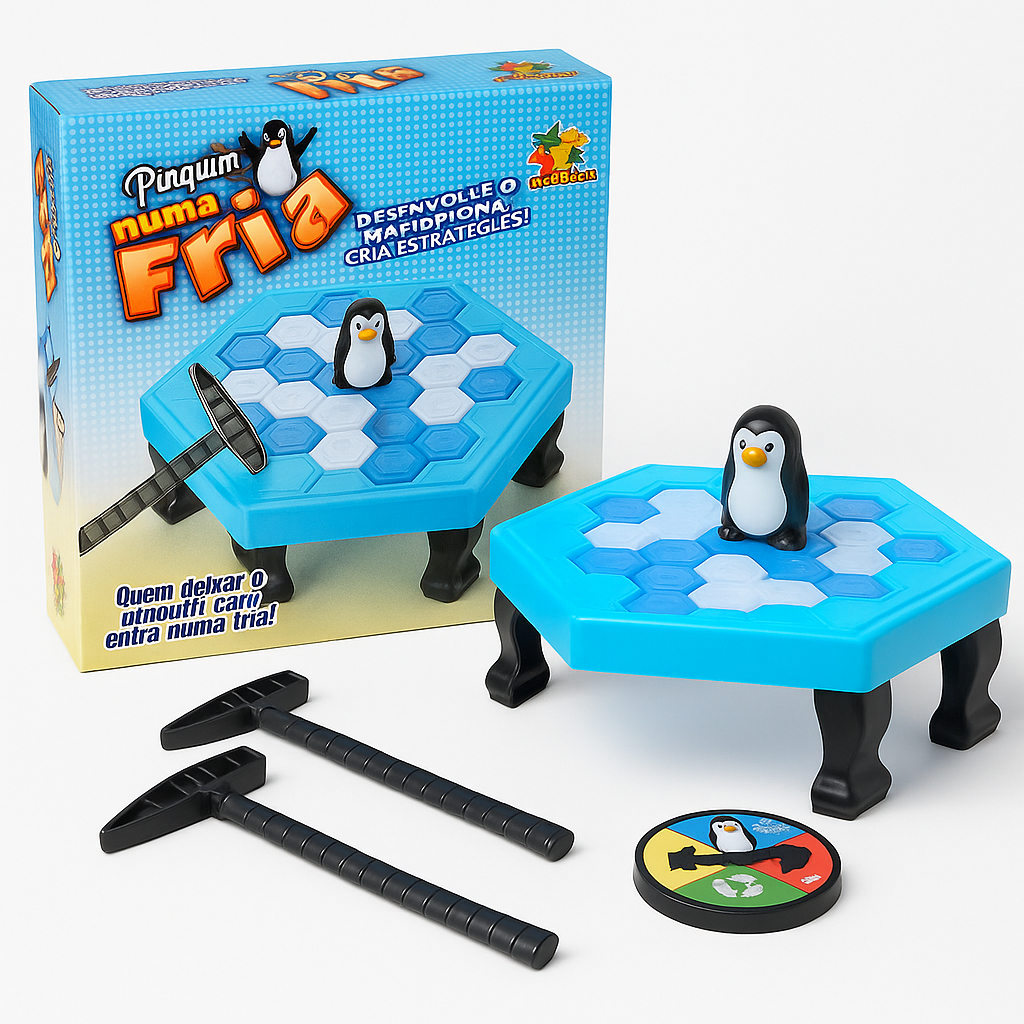 Brinquedo Interativo Quebra Gelo do Pinguim Grande Jogo de Mesa De Bloco Diversão Familia Pato Dino