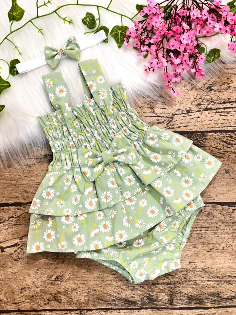 Body Vestido Bebe Menina 100% algodão tiara Tamanho 4 a 16 meses