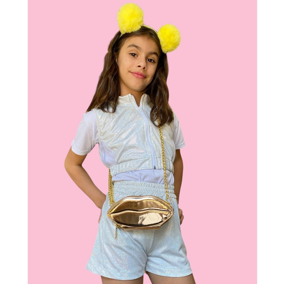 Bolsa Infantil pequena Meninina Bloguerinha Ziper Alça Corrente Tranversal