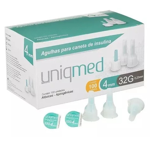 Agulha Para Caneta De Insulina 4mm x 32g UNIQMED