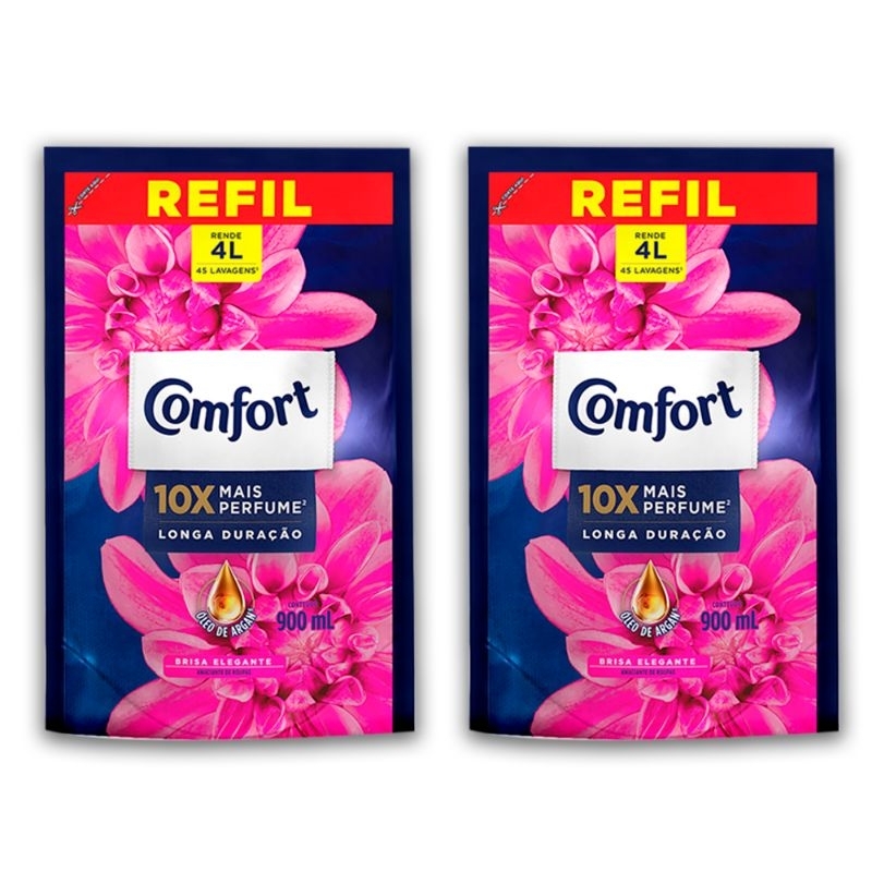 Amaciante Comfort Concentrado Brisa Elegante 900ml Refil Kit com 2 unidade