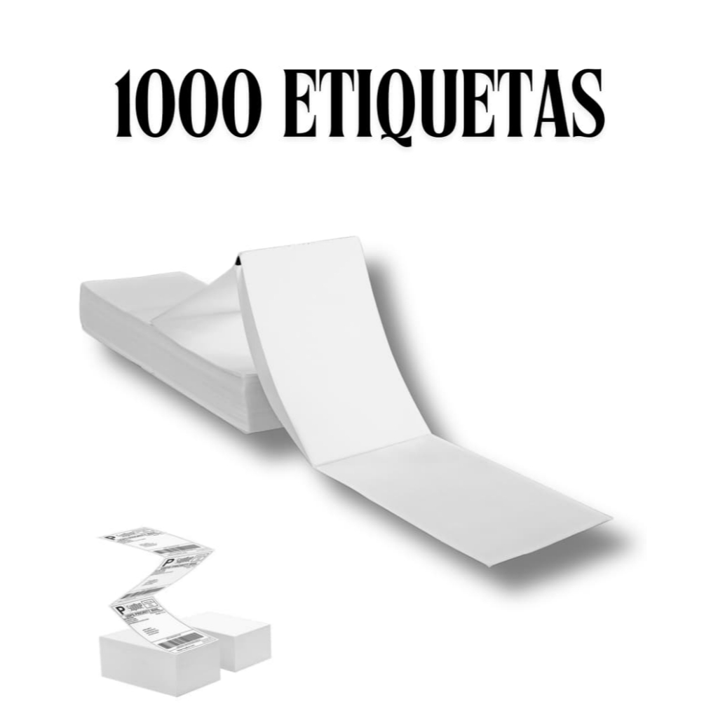 1000 Etiqueta Termica Adesiva Serrilhada 10×15 Branca Bloco Envios 100×150 mm – Formato Resma