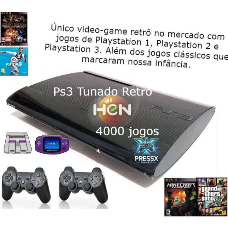 PS3 Super slim TUNADO 4000 JOGOS Fifa, Gta V, Mort