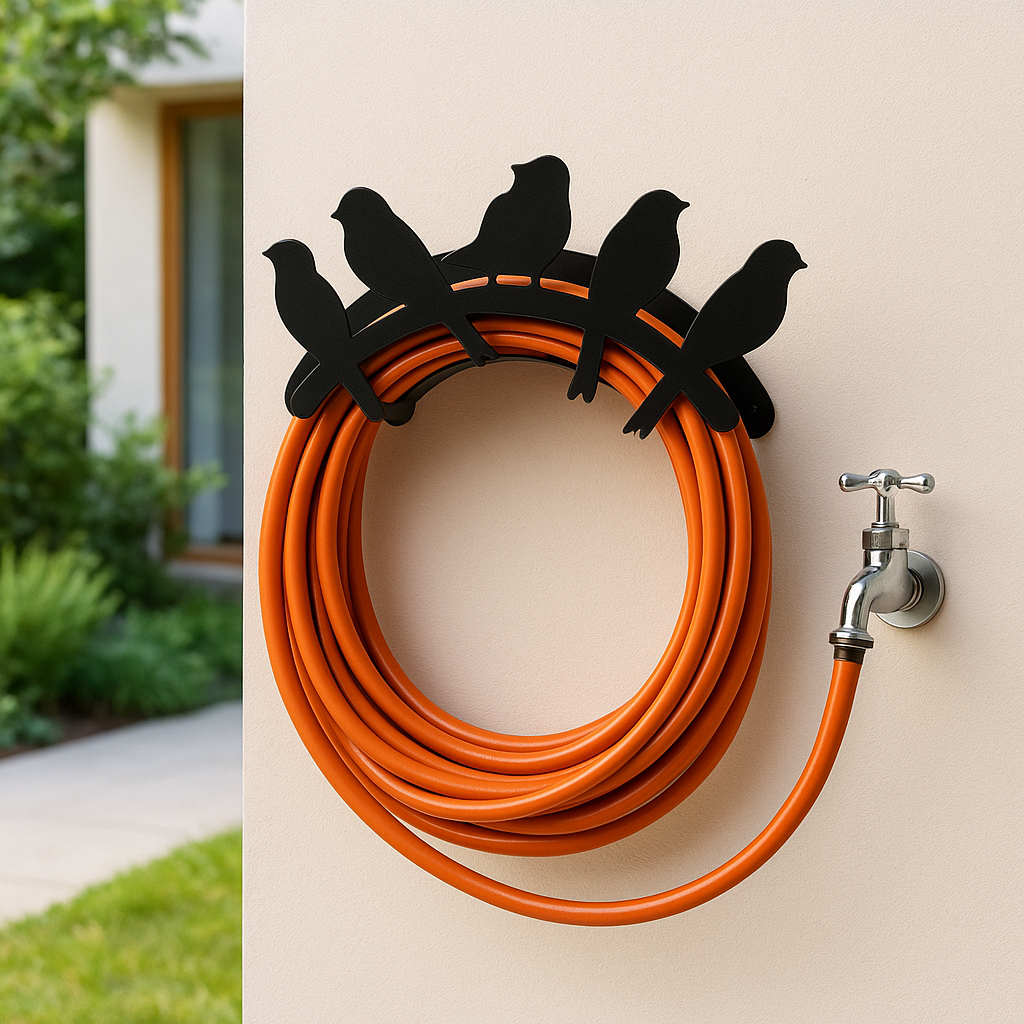 Suporte Fixo Em aço Para Mangueira Decorativo Organizador Para Jardim quintal Modelo Pássaros