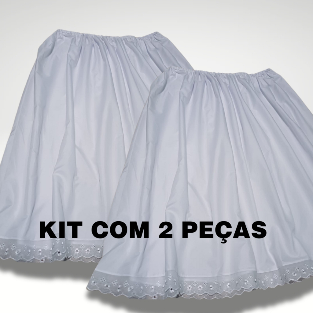 KIT COM 2 PEÇAS ROUPA RELIGIOSA SAIA DE UMBANDA E CANDOMBLÉ BRANCA SAIA DE RAÇÃO TECIDO MICROPERCAL
