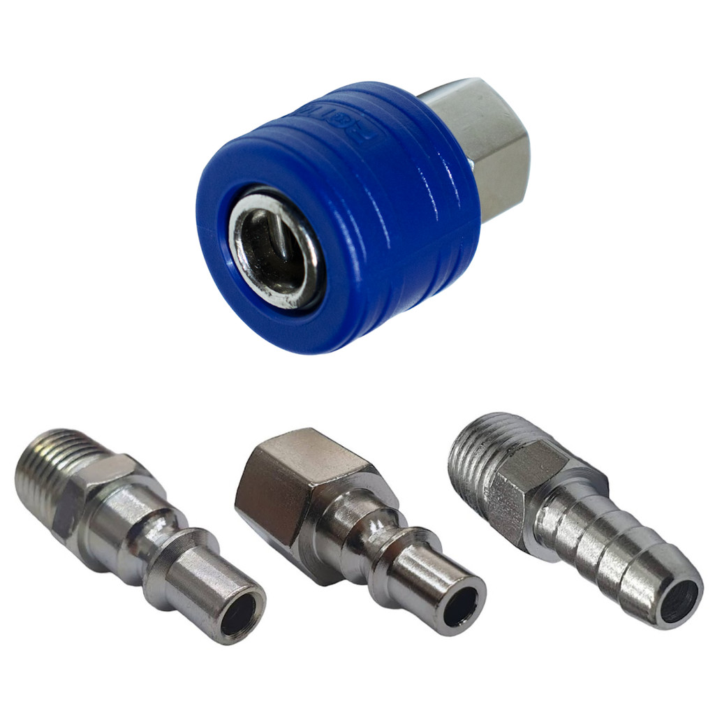 Kit Engate Azul + Conectores Compressor 1/4 Npt – 4 Peças
