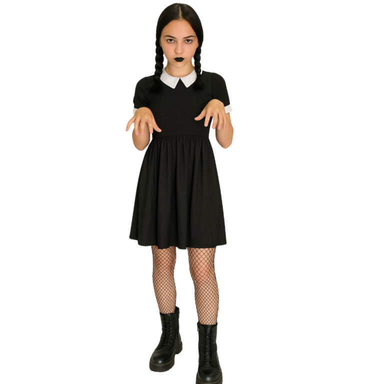 Fantasia Infantil Menina Carnaval Vestido Wandinha