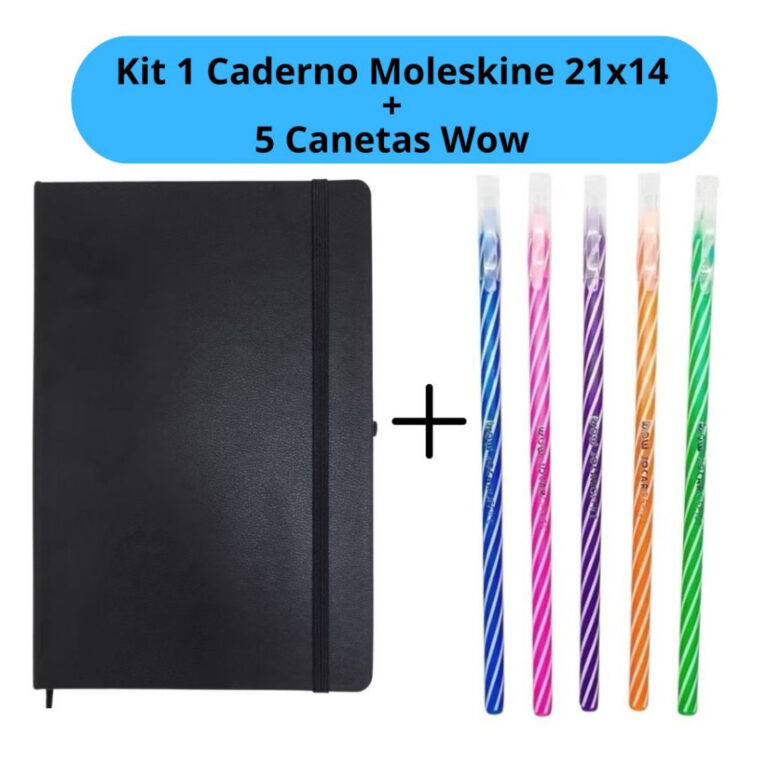 Kit Caderno Moleskine 21x14cm + 5 Canetas WOW Colo