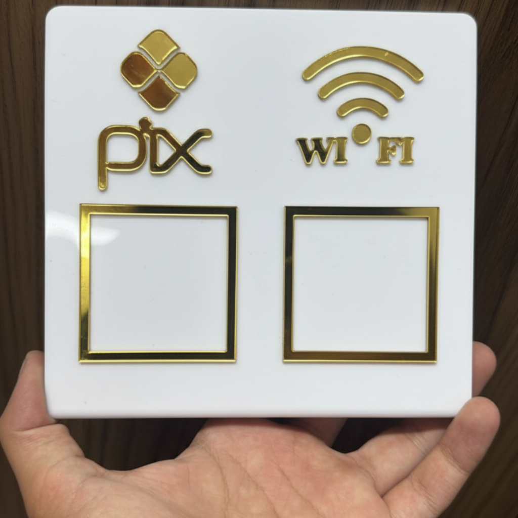 Placa Display Pix Mesa Balcão Wi-Fi QR Code