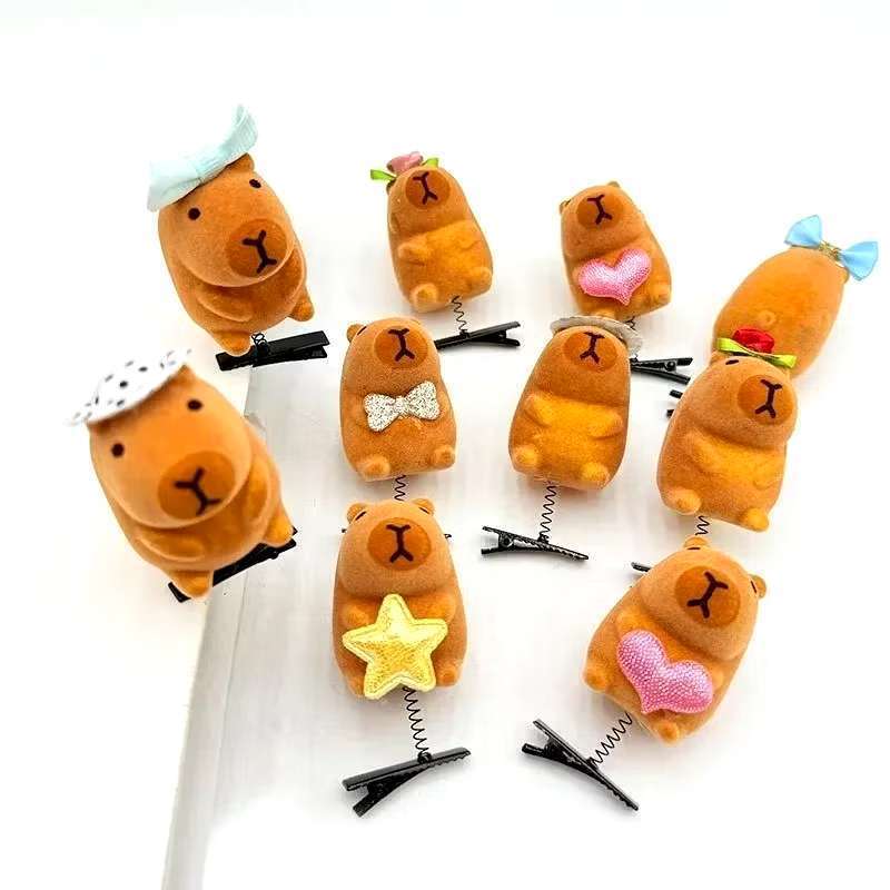 kit 3/5/10 Peças Grampos De Cabelo patinho 3D Fofos Moda Desenho Animado Pelúcia Grampo De Bico De P