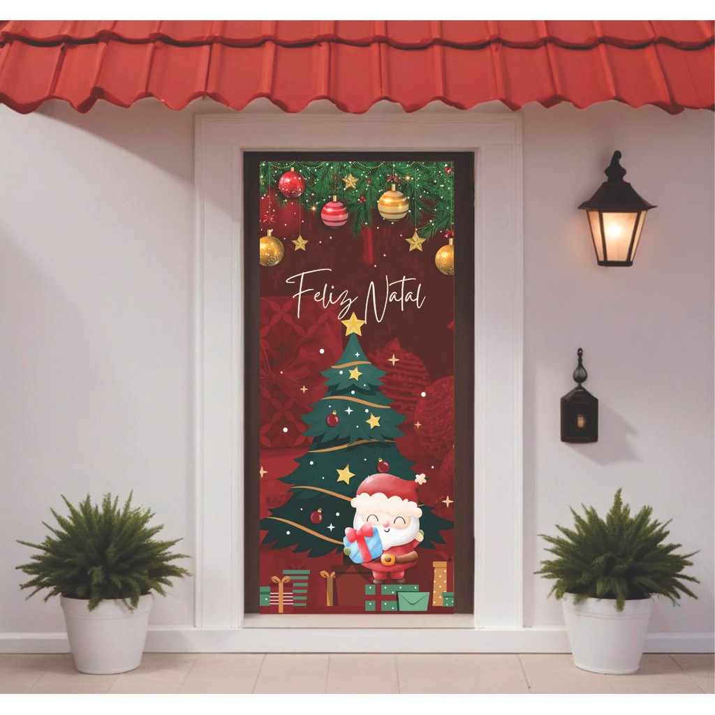 Capa Decorativa Para Porta Sublimado Em Tecido Cortina De Porta 0,85×2,10 Tema Natal Varias Estampas