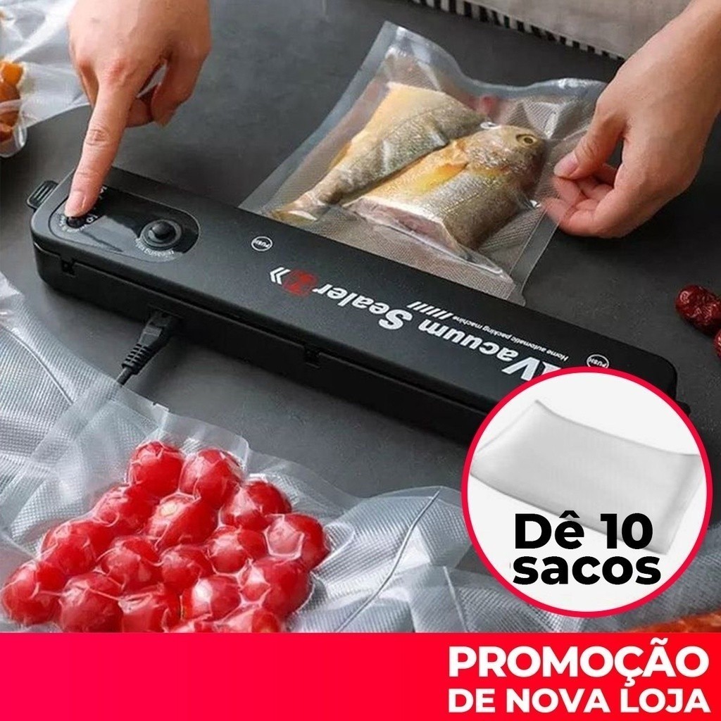 Seladora a Vácuo 110V Doméstica | 30 Sacos Grátis | Vedação Rápida e Potente