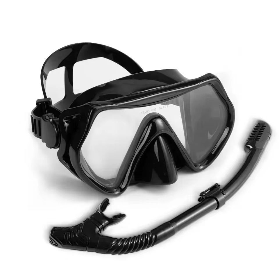 Mascara De Mergulho Ocúlos Natação Profissional E Snorkel Semi-seco Preto