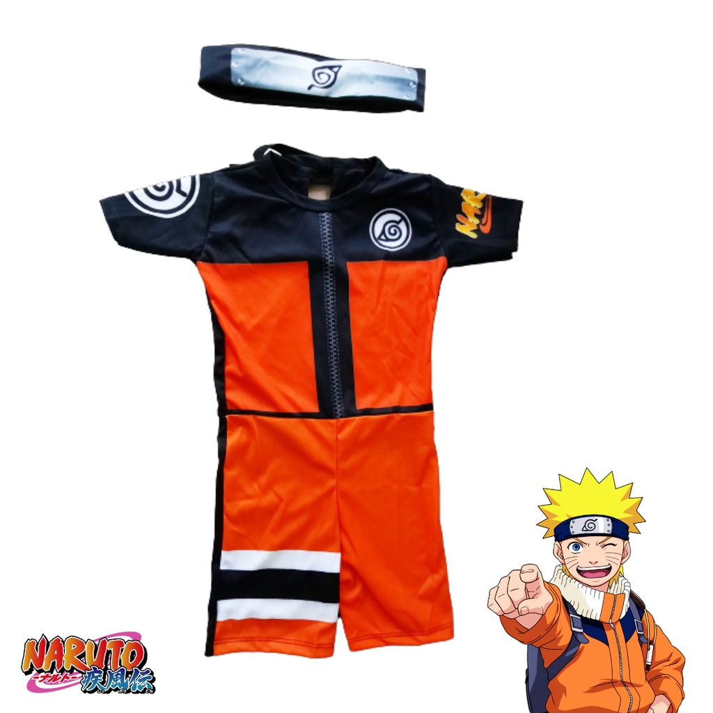 Roupa Fantasia Infantil do Naruto com Bandana de Tecido.